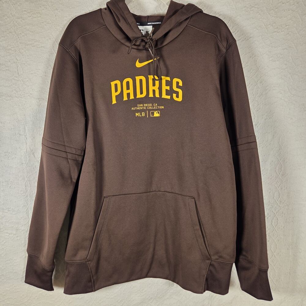 Nike San Diego Padres Hoodie Mens M Therma-Fit MLB Authentic Collection Brown‎